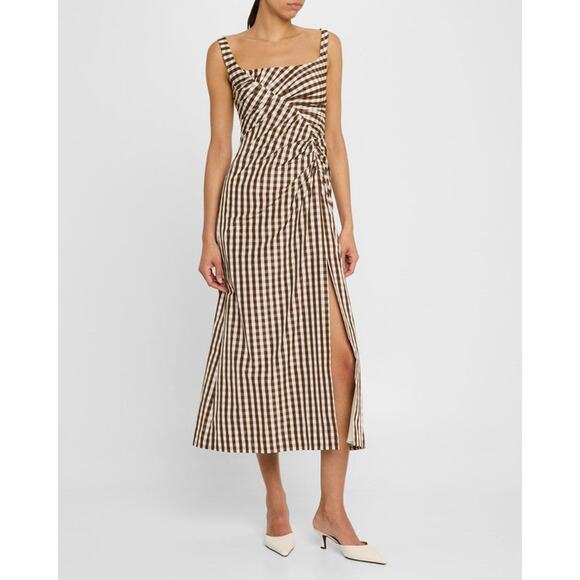 Lela Rose Plaid Taffeta Maxi Dress Walnut - US 2 - Picture 1 of 5